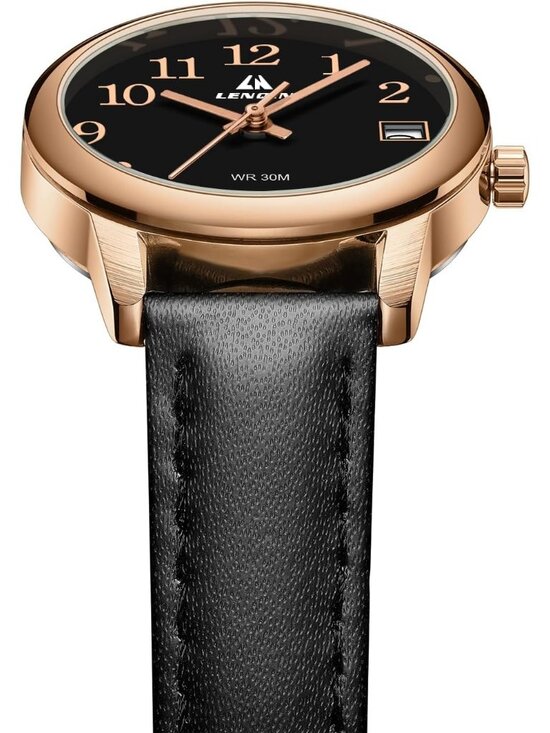 Women Black Rose Gold Leather Strap Analog Quartz Luminous Dial Waterproof Watch main image 8